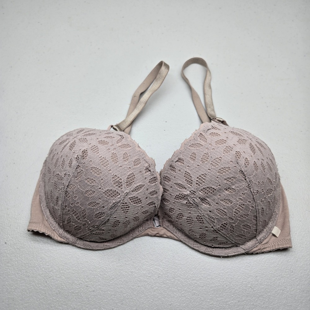 Victoria's Secret Women Bra 32DD Pink Floral Push Up Underwired Lace Strap